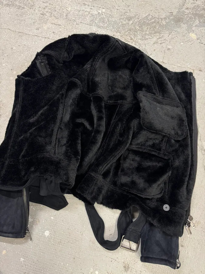 FW2002 Emporio Armani Tornado Arm Zips Asymmetrical Navy Jacket LiIpLWc 5