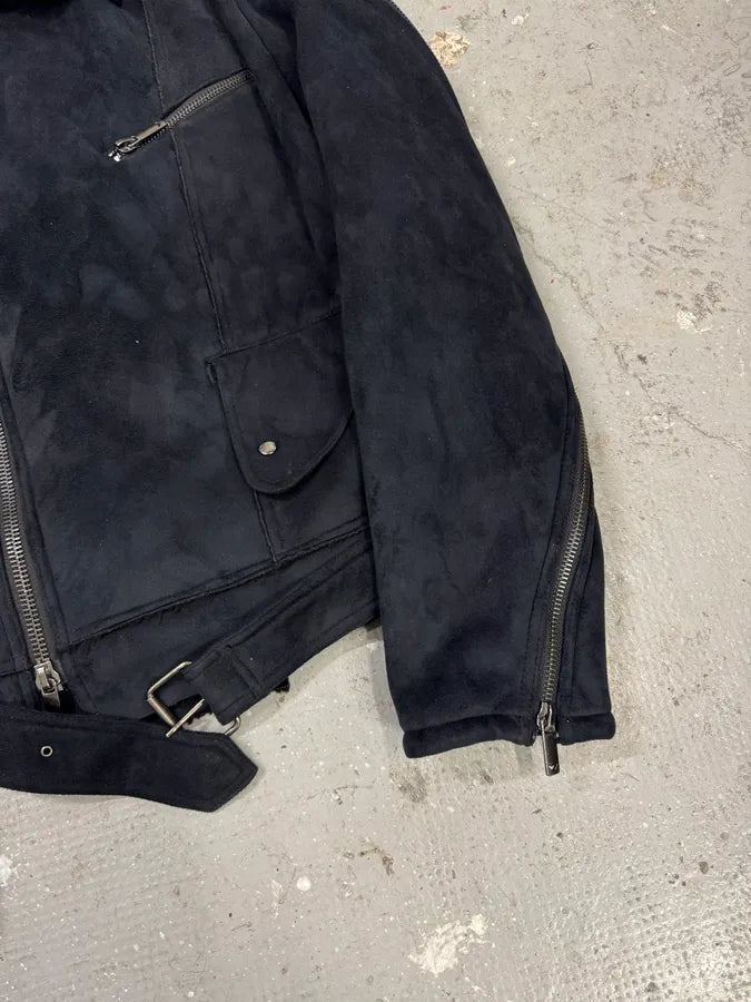 FW2002 Emporio Armani Tornado Arm Zips Asymmetrical Navy Jacket LiIpLWc 6