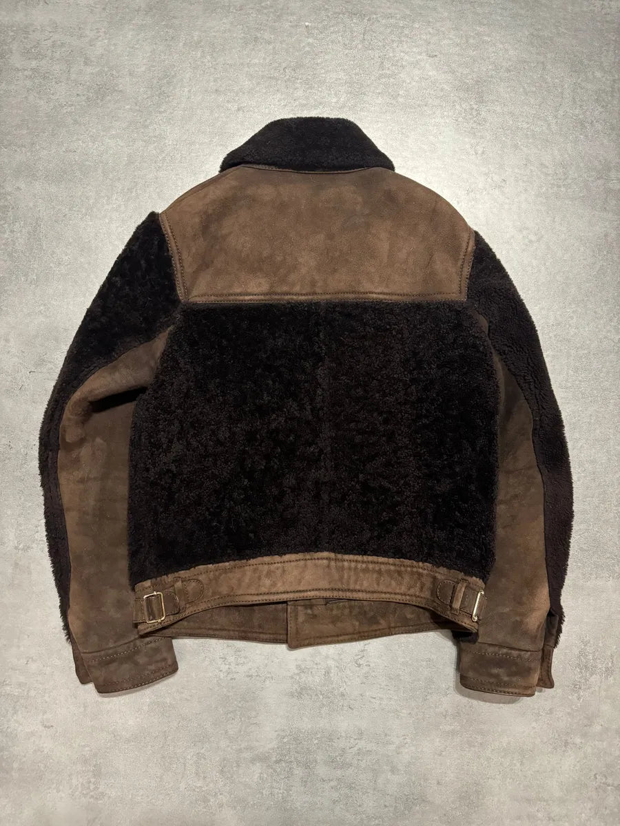 FW2002 Gucci Brown Shearling Lamb Fur Italian Leather Jacket (M) 4