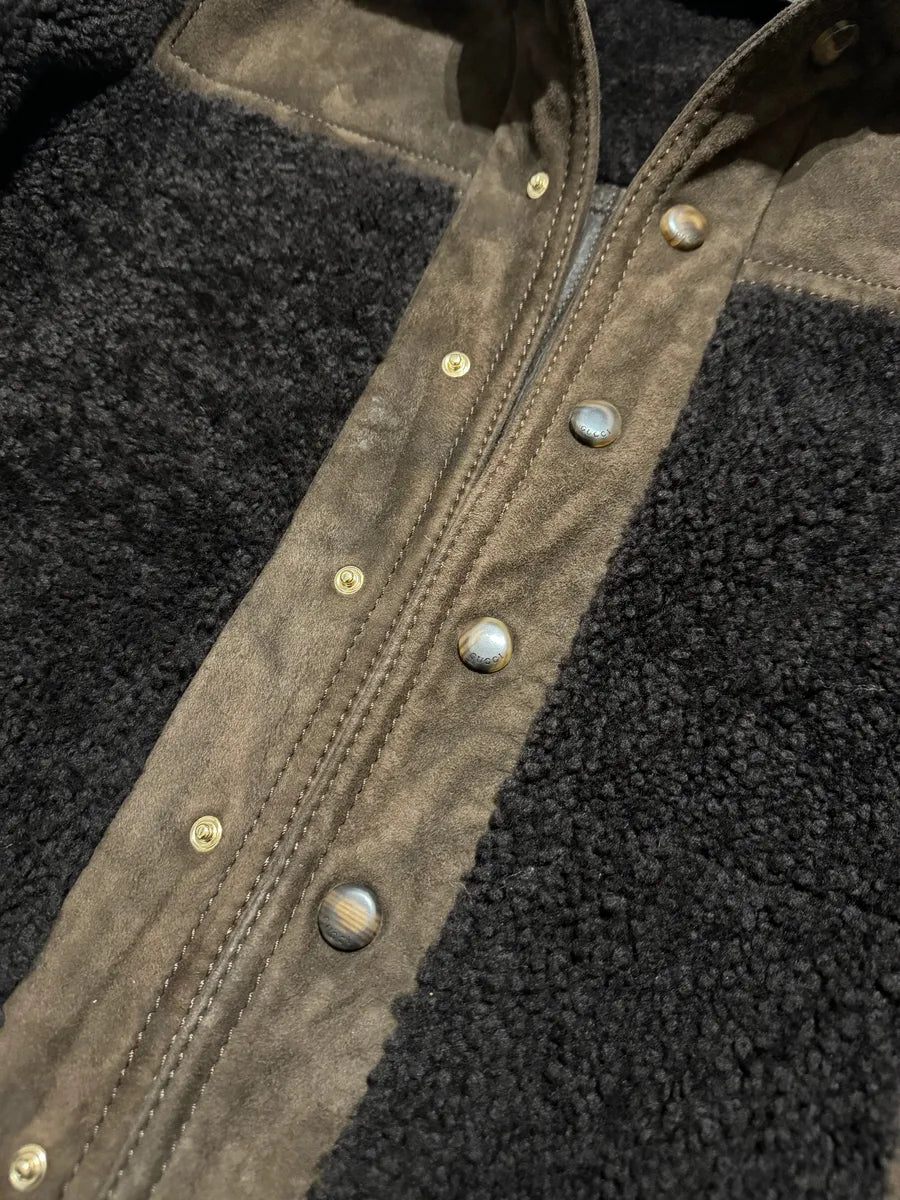 FW2002 Gucci Brown Shearling Lamb Fur Italian Leather Jacket (M) 8