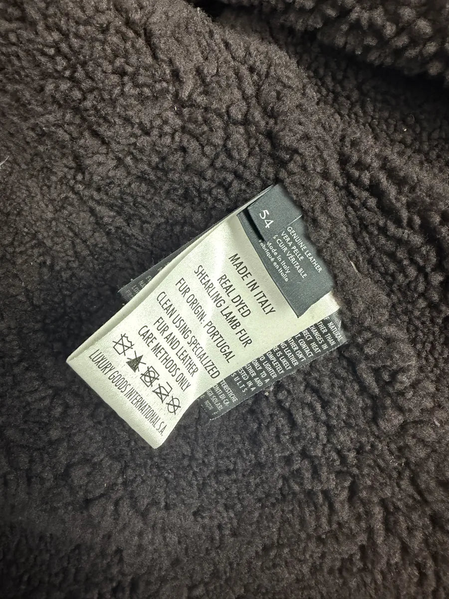 FW2002 Gucci Shearling Lamb Fur Brown Premium Leather Jacket aUhvOZD 8