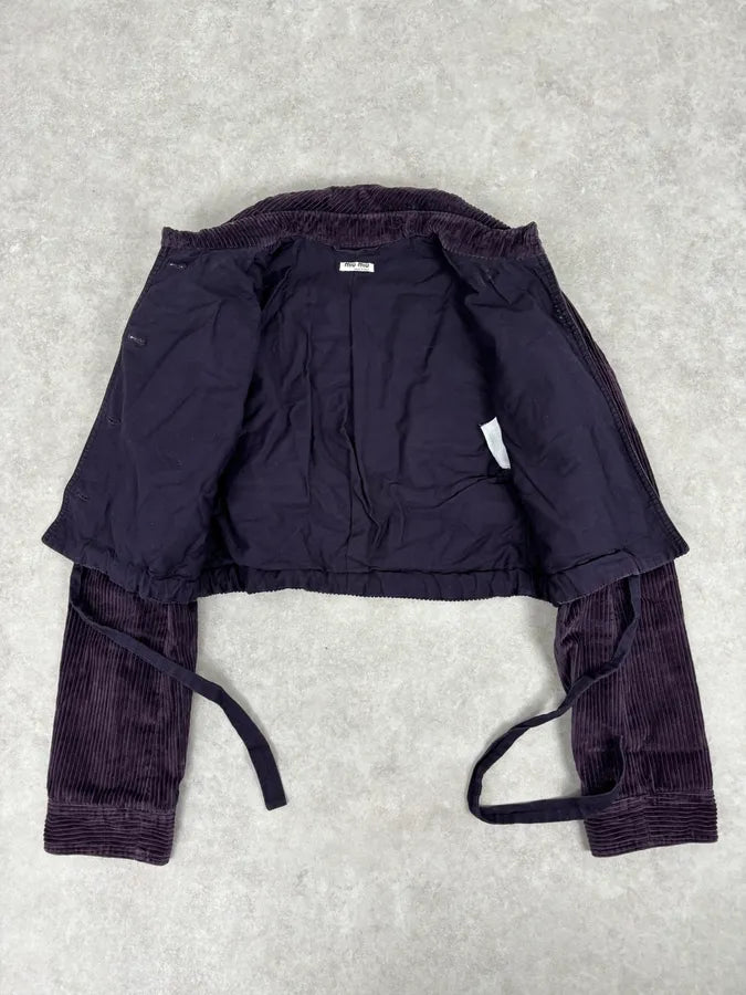 FW2002 Miu Miu Purple Velvet Cropped Jacket EsrlYsW 7