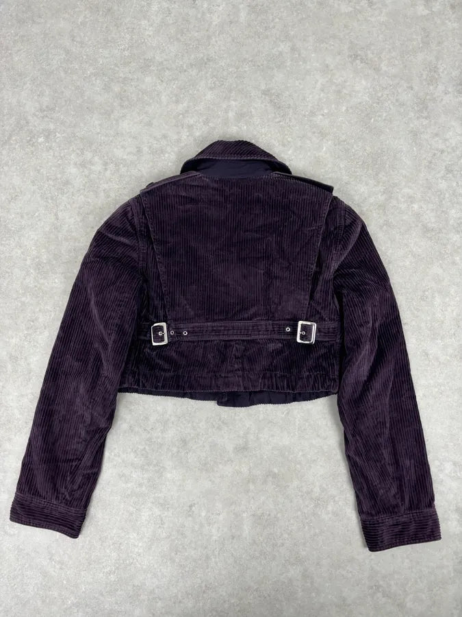FW2002 Miu Miu Purple Velvet Cropped Jacket EsrlYsW 5