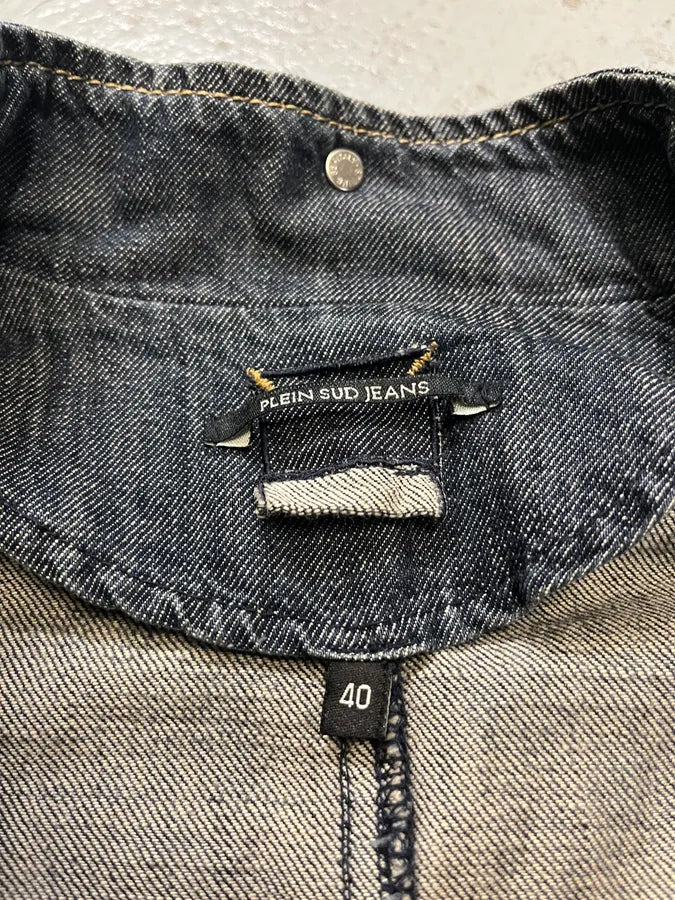 FW2002 Plein Sud Asymmetrical Buttoned Long Denim Jacket Dolce Vita Hub FW2002 Plein Sud Asymmetrical Buttoned Long Denim Jacket Dolce Vita Hub