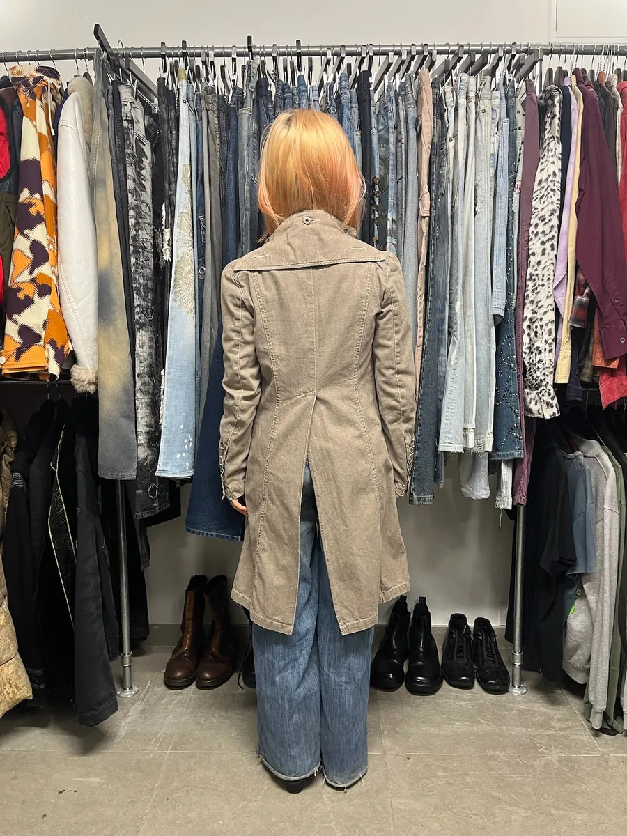 FW2002 Plein Sud Brown Faded Coton Asymmetrical Jacket CYRwsMP 3