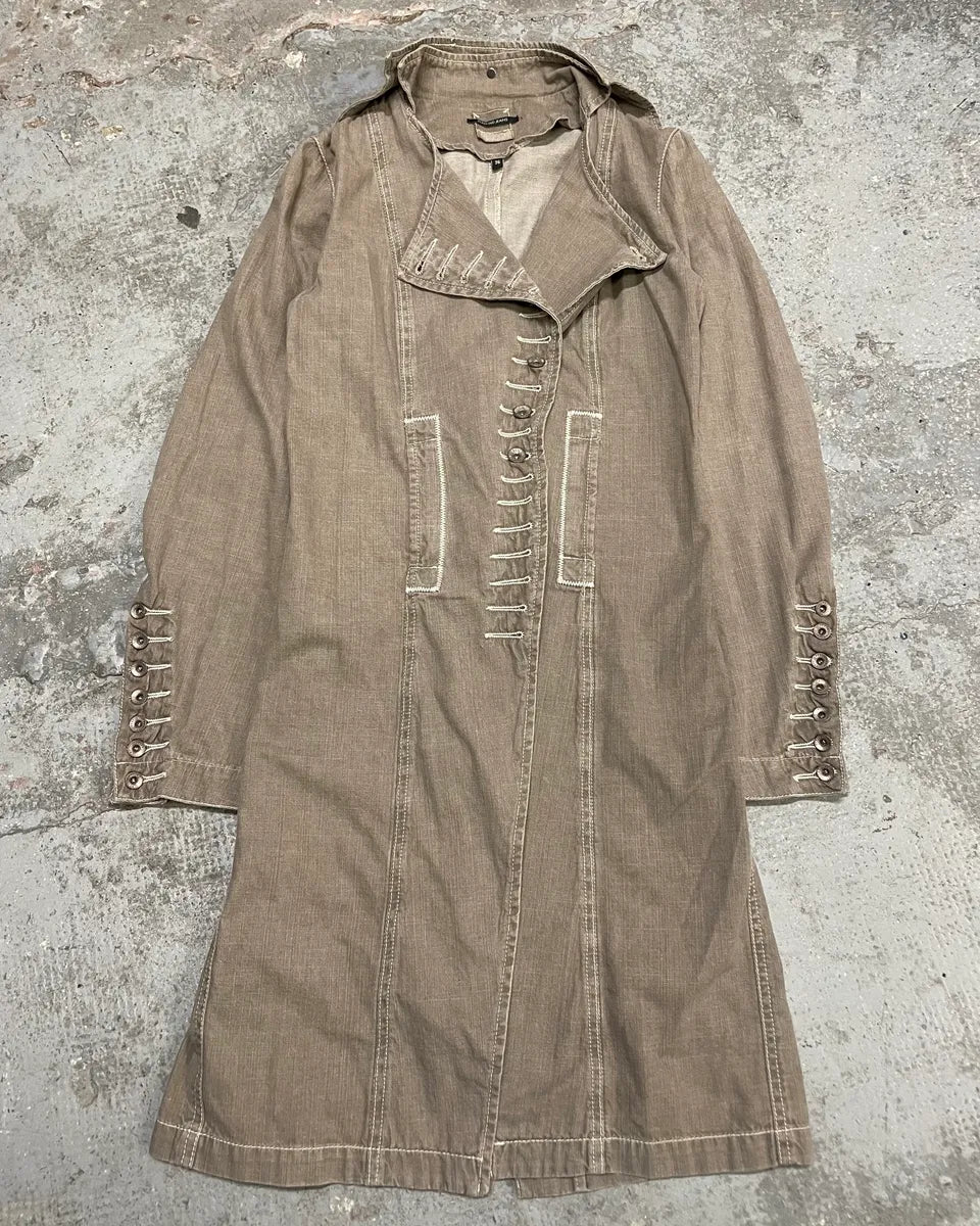 FW2002 Plein Sud Brown Faded Coton Asymmetrical Jacket CYRwsMP 0