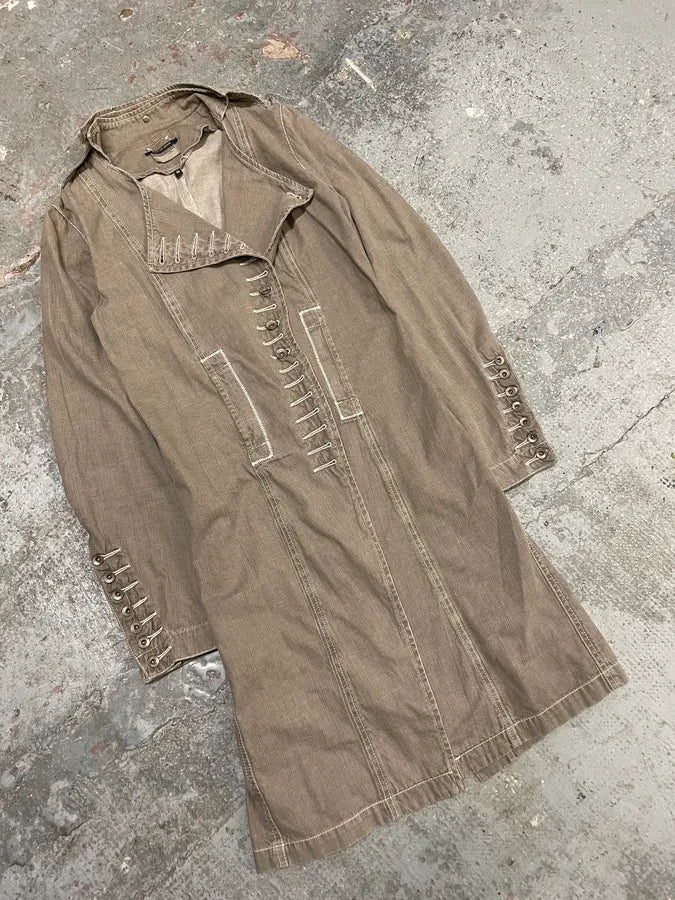 FW2002 Plein Sud Brown Faded Coton Asymmetrical Jacket CYRwsMP 4