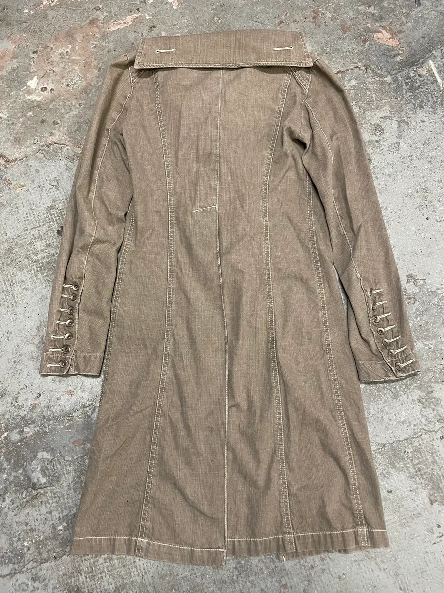 FW2002 Plein Sud Brown Faded Coton Asymmetrical Jacket CYRwsMP 1