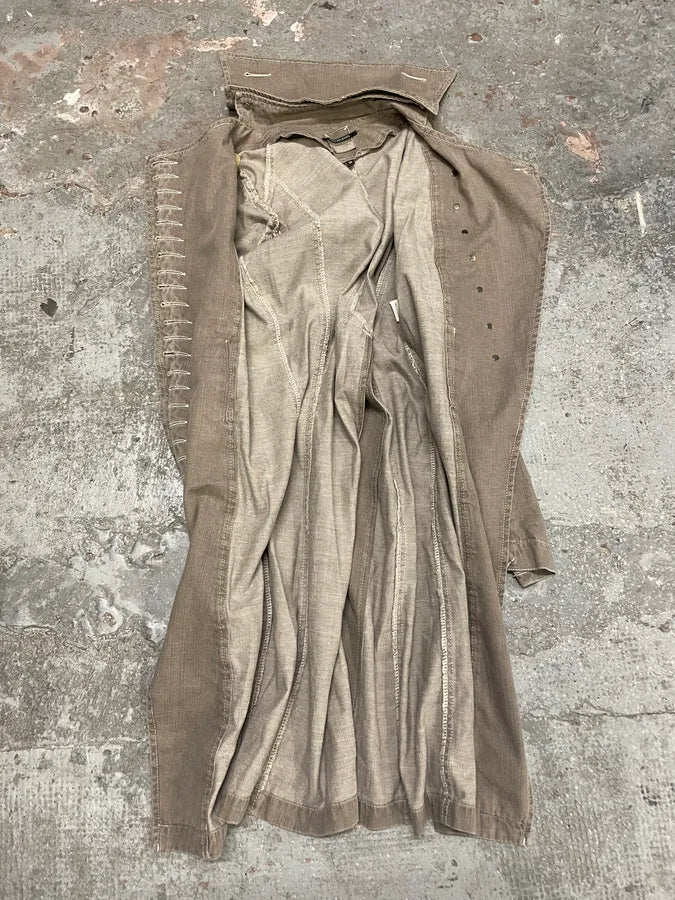 FW2002 Plein Sud Brown Faded Coton Asymmetrical Jacket CYRwsMP 6