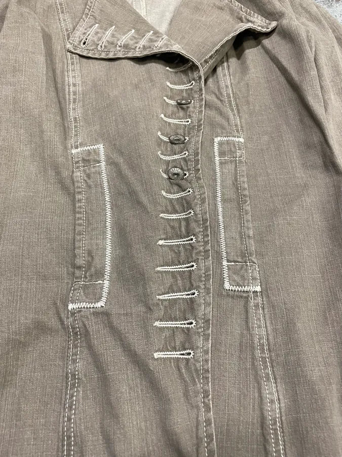 FW2002 Plein Sud Brown Faded Coton Asymmetrical Jacket CYRwsMP 7