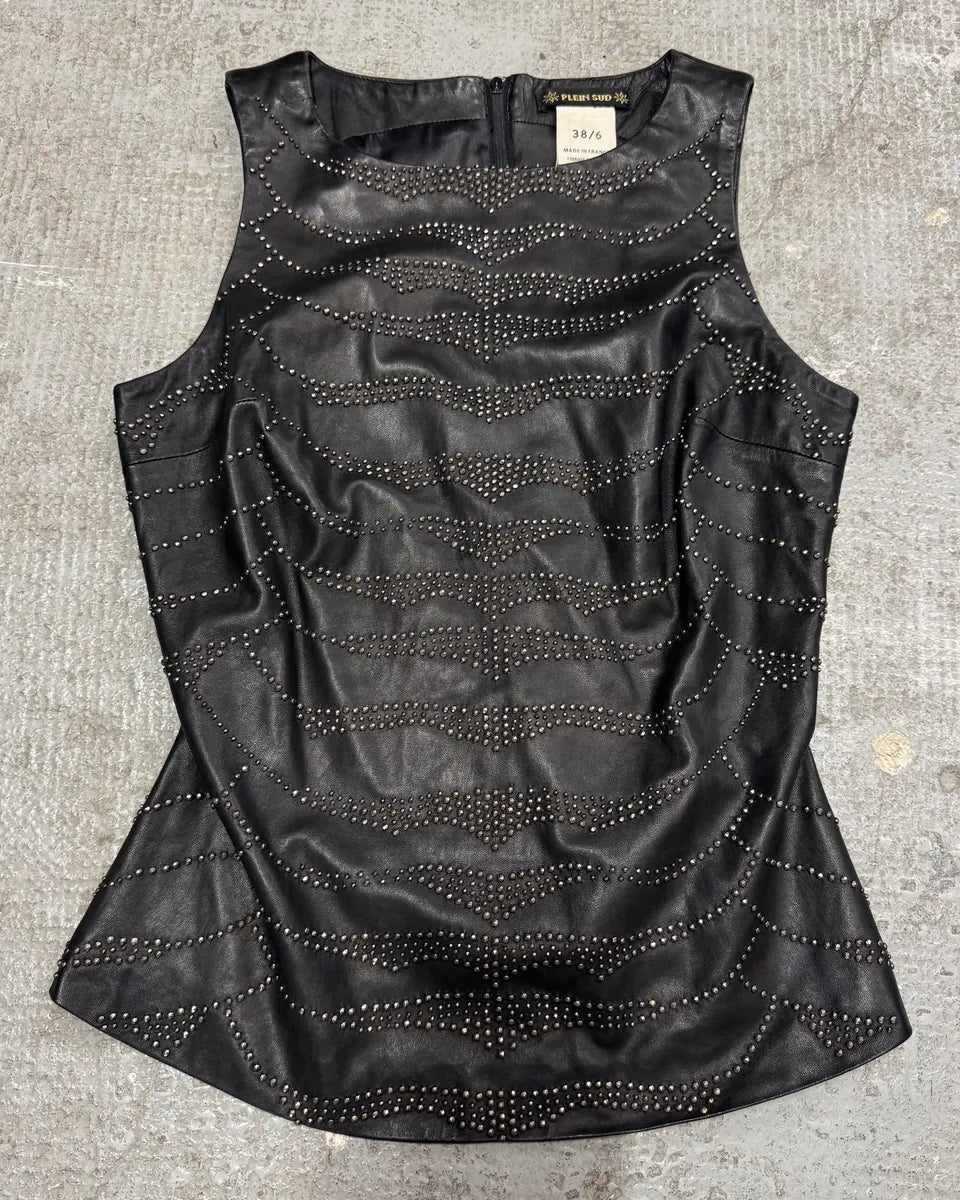 FW2002 Plein Sud Embellished Rock Leather Tank Top (S/M) 2