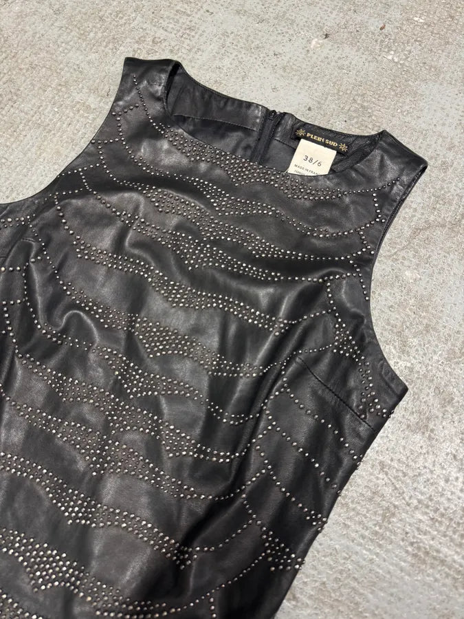 FW2002 Plein Sud Embellished Rock Leather Tank Top (S/M) 3