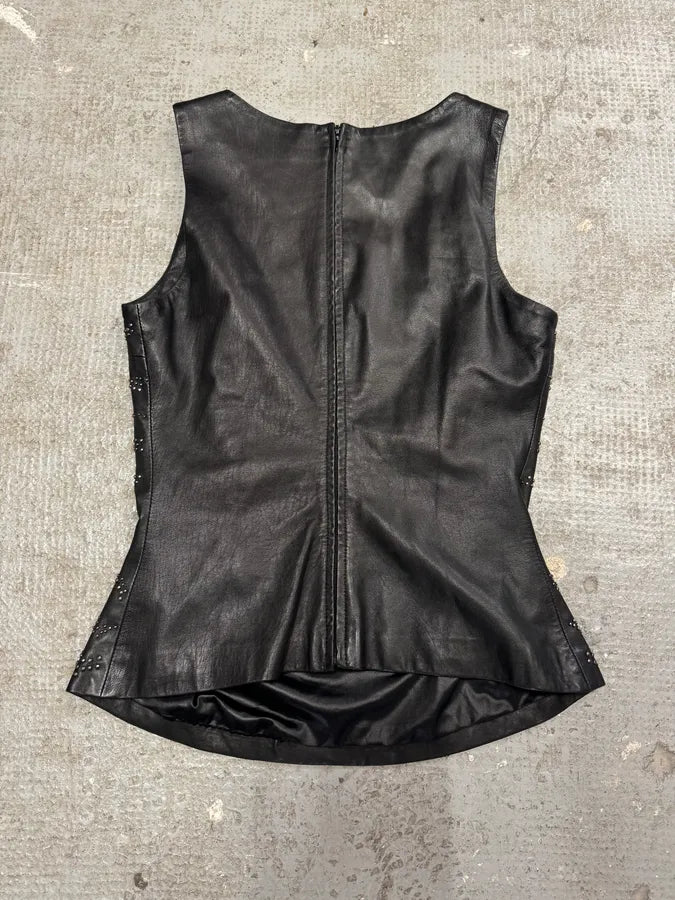 FW2002 Plein Sud Embellished Rock Leather Tank Top (S/M) 1