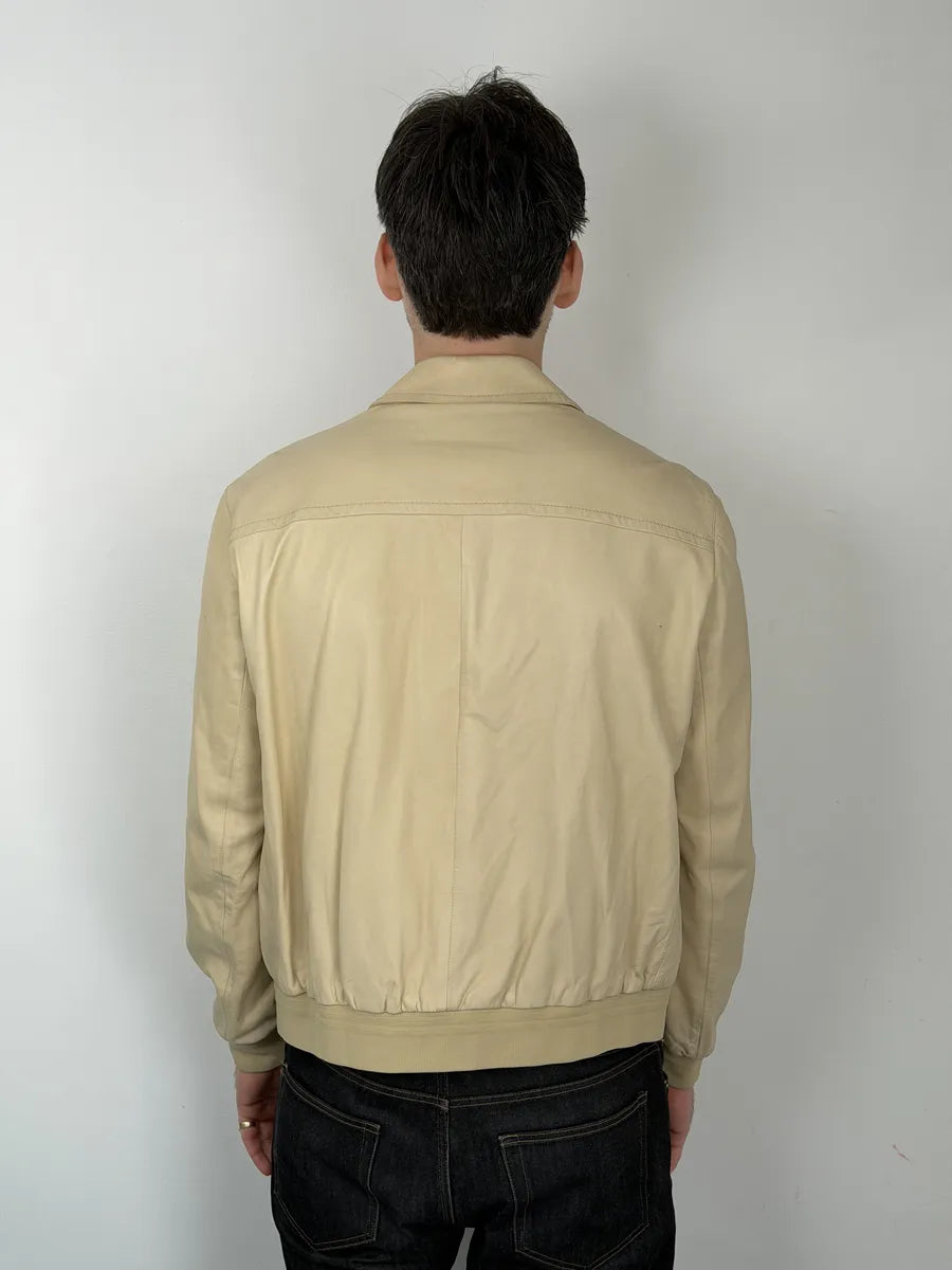 FW2002 Prada Beige Buttoned Leather Classy Jacket lBWwOJP 3