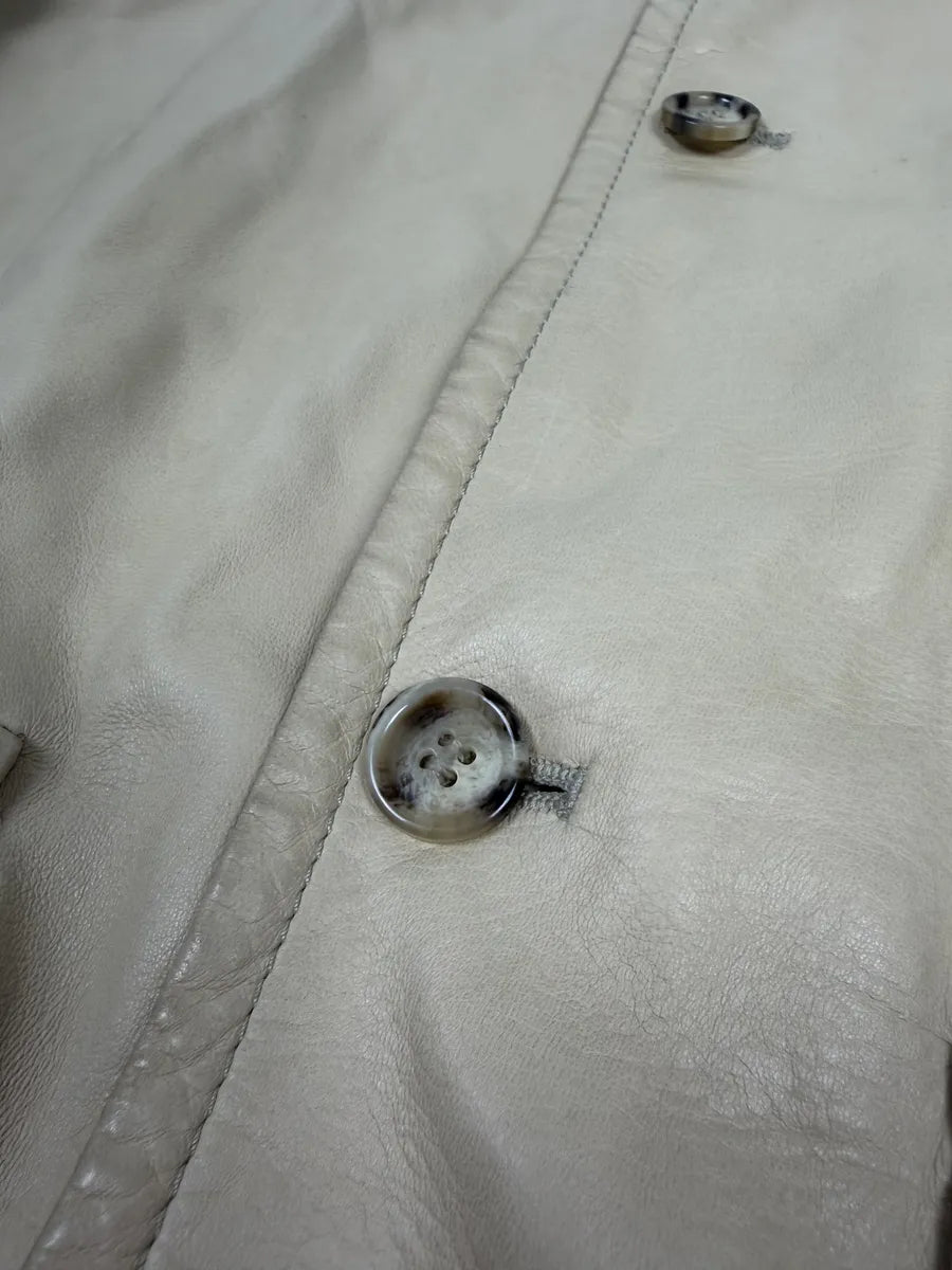 FW2002 Prada Beige Buttoned Leather Classy Jacket lBWwOJP 4
