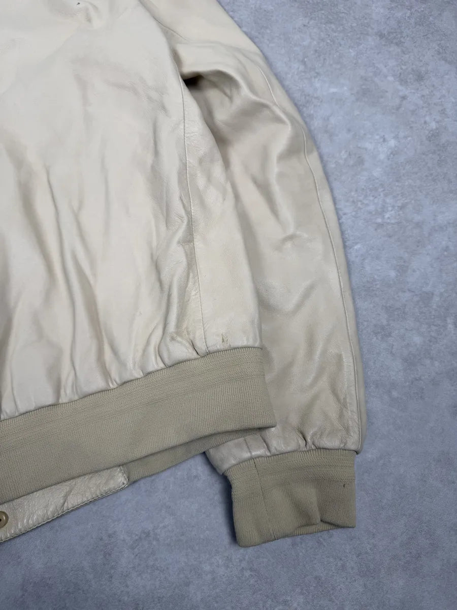 FW2002 Prada Beige Buttoned Leather Classy Jacket lBWwOJP 5