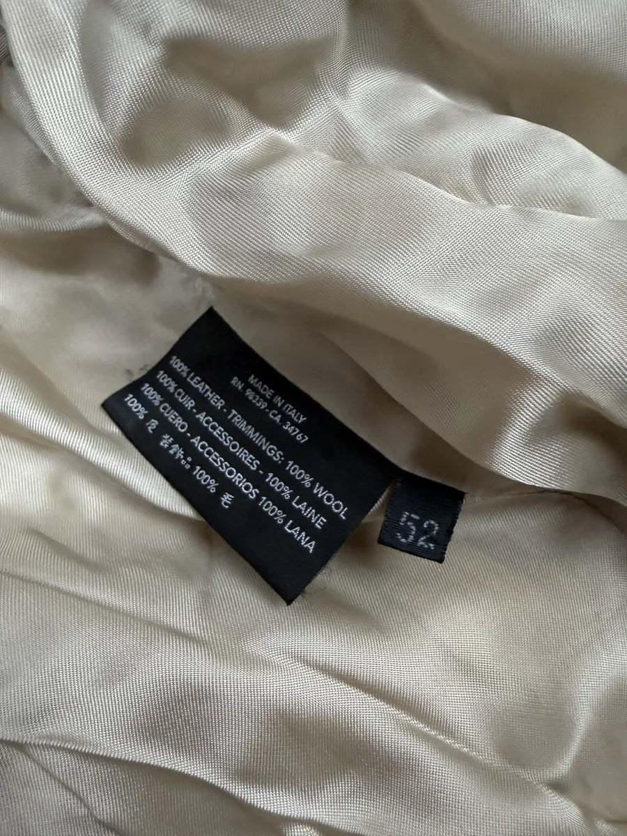 FW2002 Prada Beige Buttoned Leather Classy Jacket lBWwOJP 6