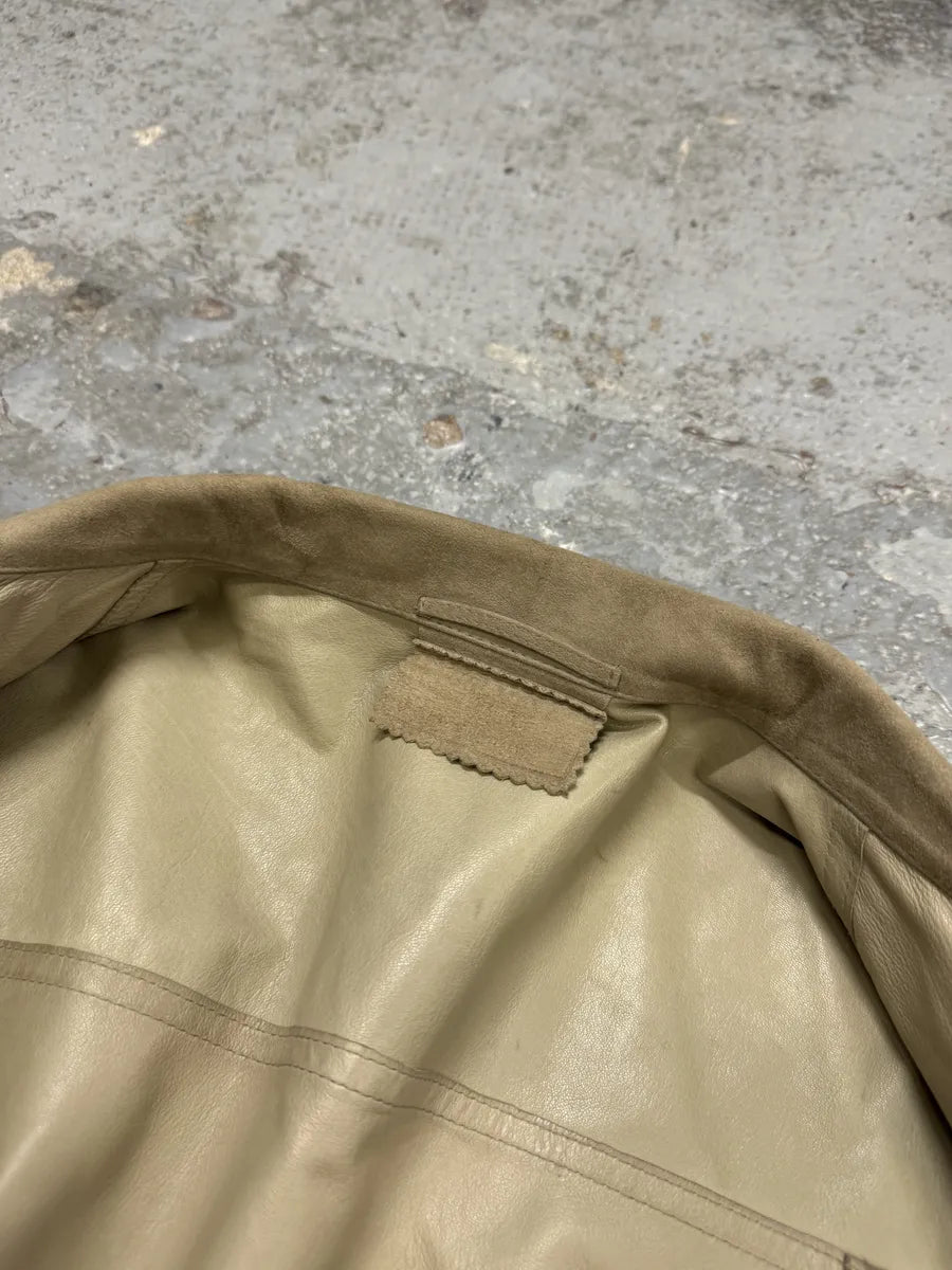 FW2002 Prada Beige Trucker Suede Leather Jacket PUMvqIr 10