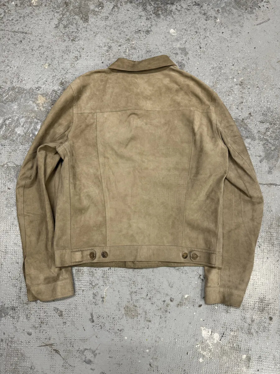 FW2002 Prada Beige Trucker Suede Leather Jacket PUMvqIr 3