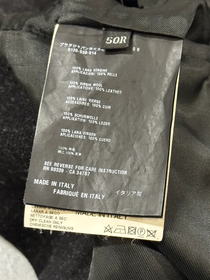 FW2002 Prada Dark Obscure Grey Wool Trench Coat HSsjwOw 10