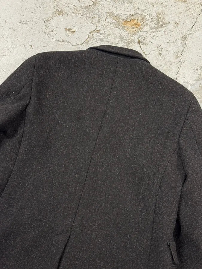 FW2002 Prada Dark Obscure Grey Wool Trench Coat HSsjwOw 5