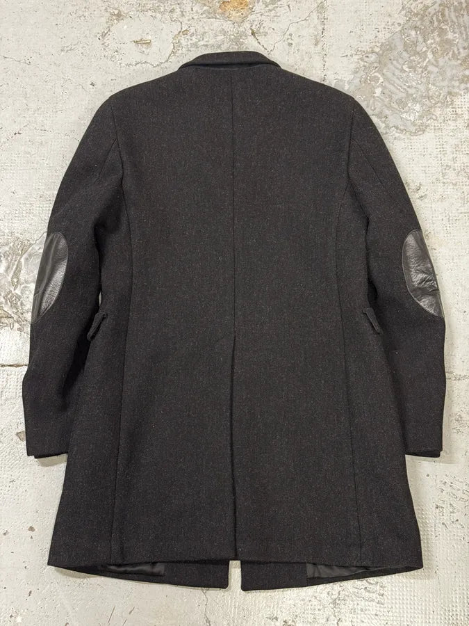 FW2002 Prada Dark Obscure Grey Wool Trench Coat HSsjwOw 3