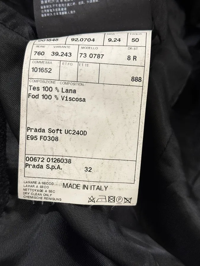 FW2002 Prada Dark Obscure Grey Wool Trench Coat HSsjwOw 12