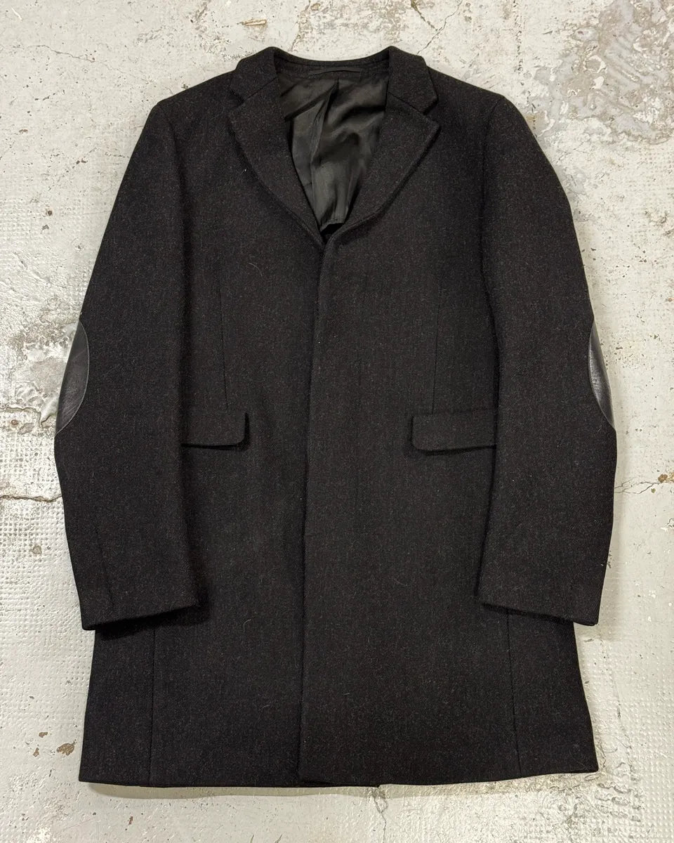 FW2002 Prada Dark Obscure Grey Wool Trench Coat HSsjwOw 0