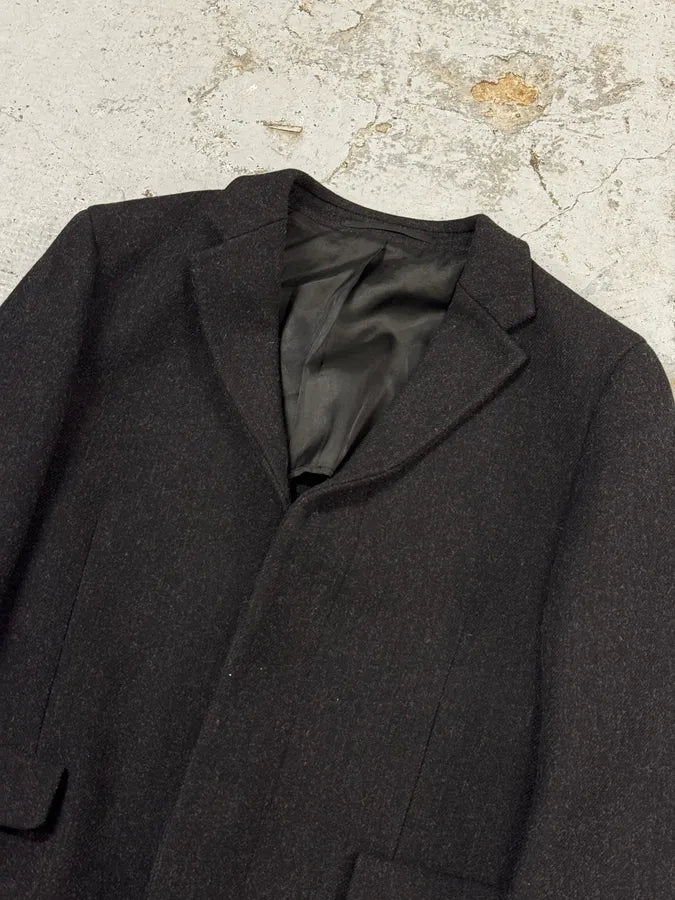 FW2002 Prada Dark Obscure Grey Wool Trench Coat HSsjwOw 4