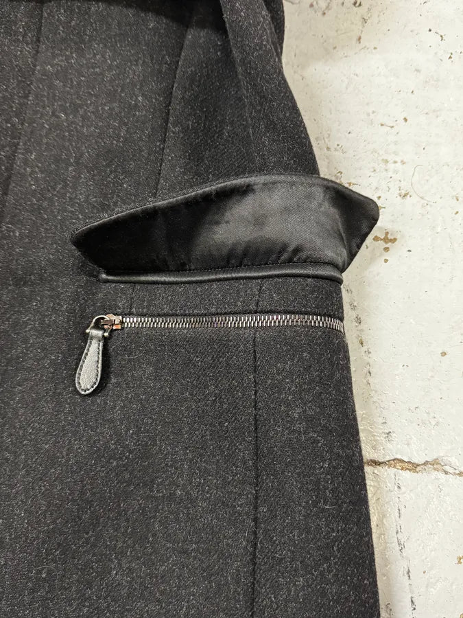 FW2002 Prada Dark Obscure Grey Wool Trench Coat HSsjwOw 8