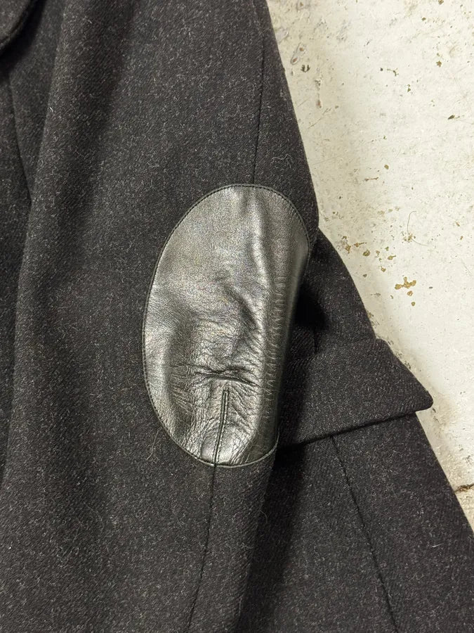 FW2002 Prada Dark Obscure Grey Wool Trench Coat HSsjwOw 7