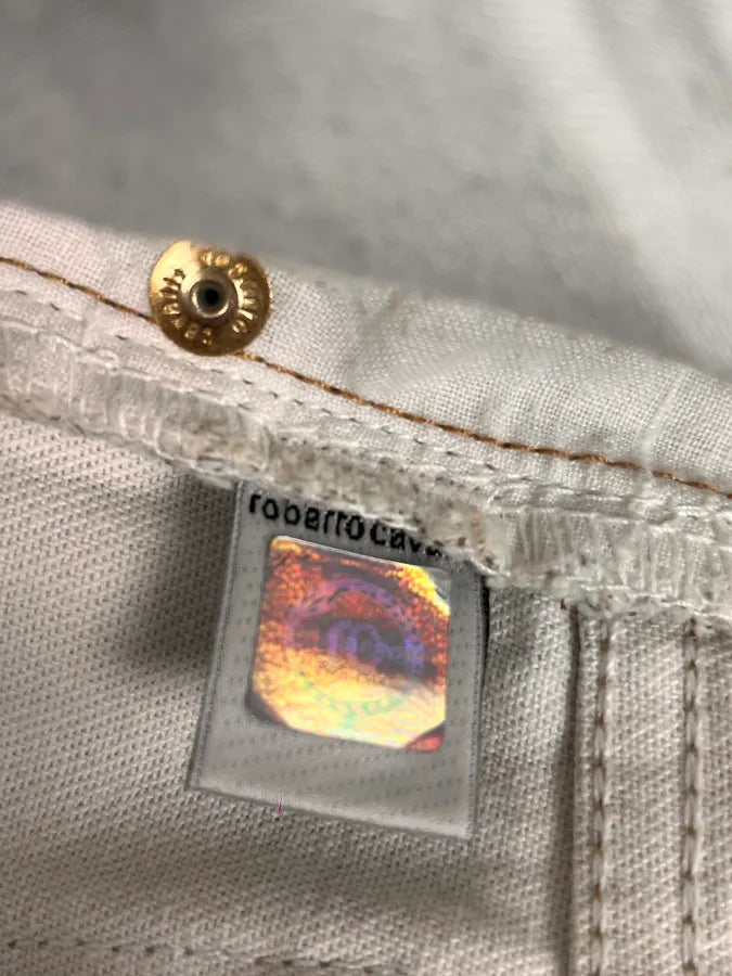 FW2002 Roberto Cavalli Beige Checkered Blue Contemporary Mozaic Pants LDrxarK 10