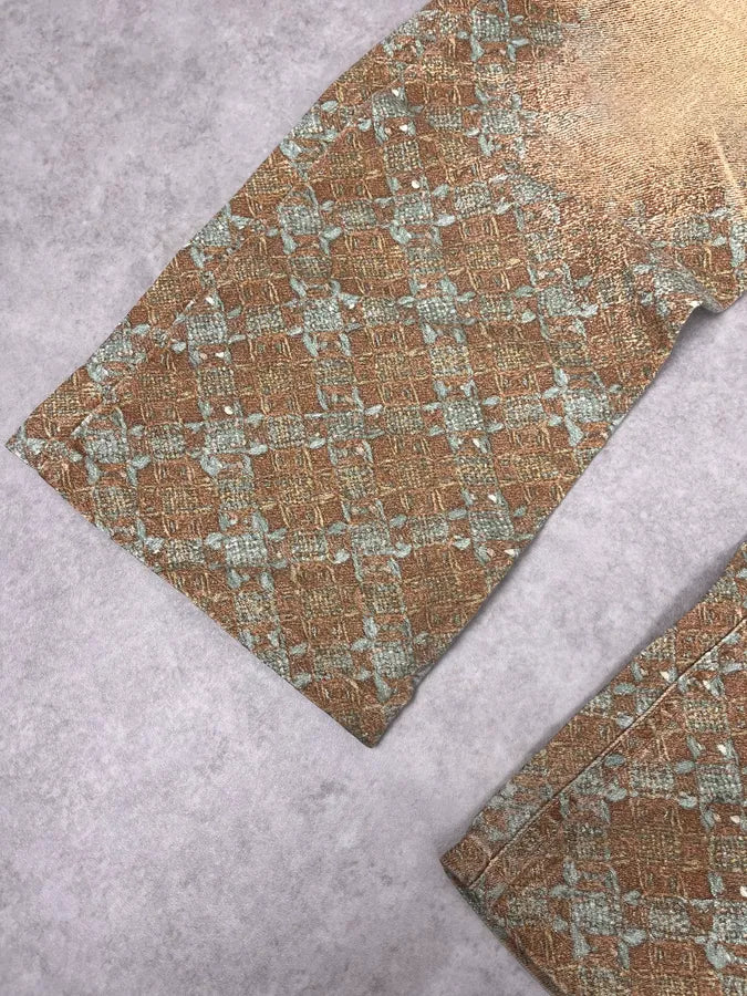 FW2002 Roberto Cavalli Beige Checkered Blue Contemporary Mozaic Pants LDrxarK 6