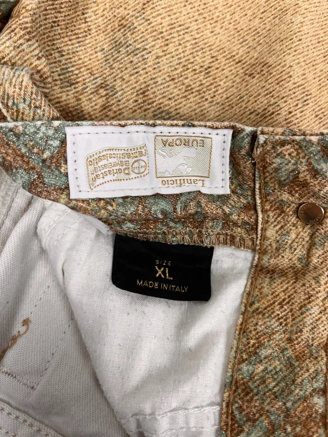 FW2002 Roberto Cavalli Beige Checkered Blue Contemporary Mozaic Pants LDrxarK 9