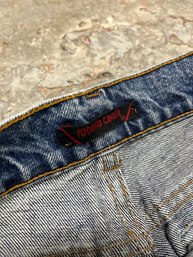 FW2002 Roberto Cavalli Blue Signature Scares Denim Jeans (S) CUnFipC 11