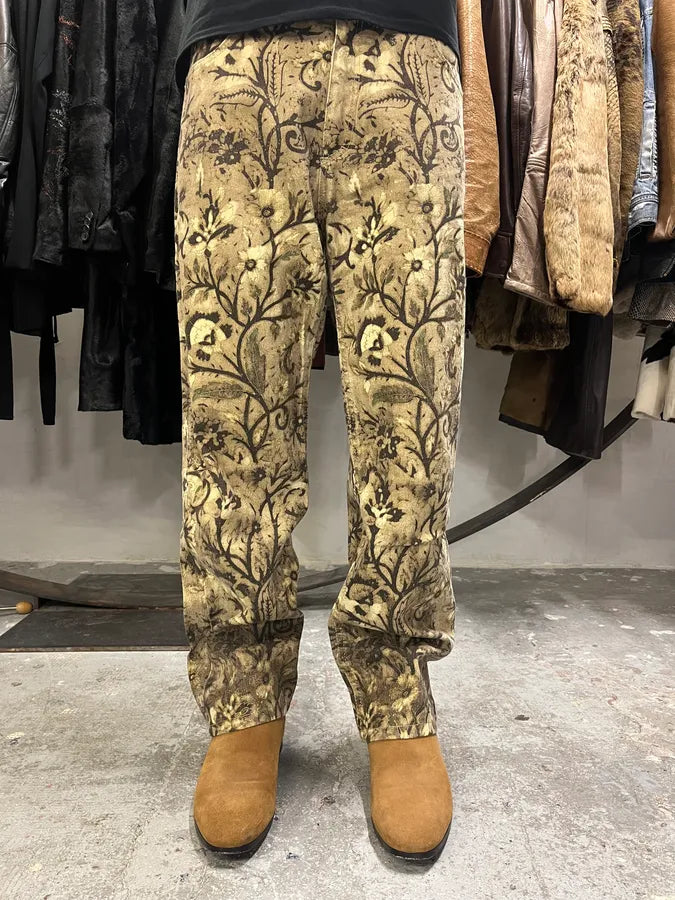 FW2002 Roberto Cavalli Flower Nature Forest Relaxed Pants (M) yFZpOdu 1
