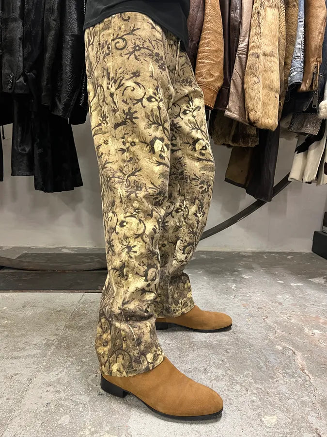FW2002 Roberto Cavalli Flower Nature Forest Relaxed Pants (M) yFZpOdu 2