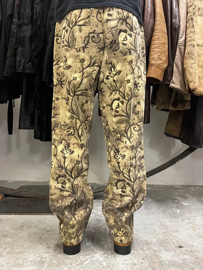 FW2002 Roberto Cavalli Flower Nature Forest Relaxed Pants (M) yFZpOdu 3