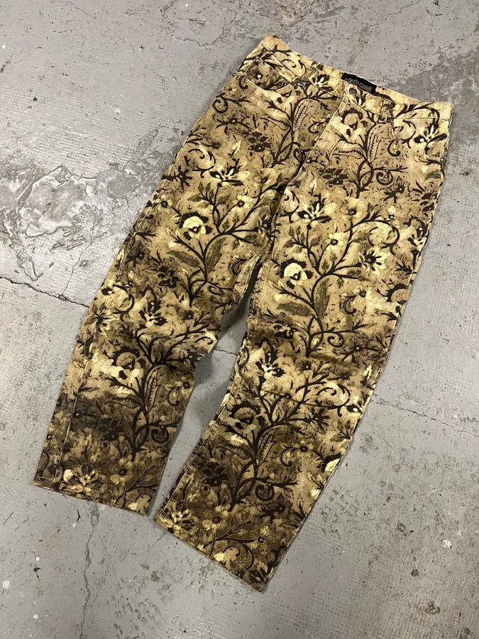 FW2002 Roberto Cavalli Flower Nature Forest Relaxed Pants (M) yFZpOdu 4