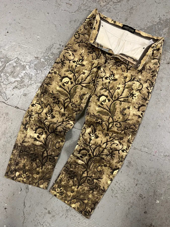FW2002 Roberto Cavalli Flower Nature Forest Relaxed Pants (M) yFZpOdu 5