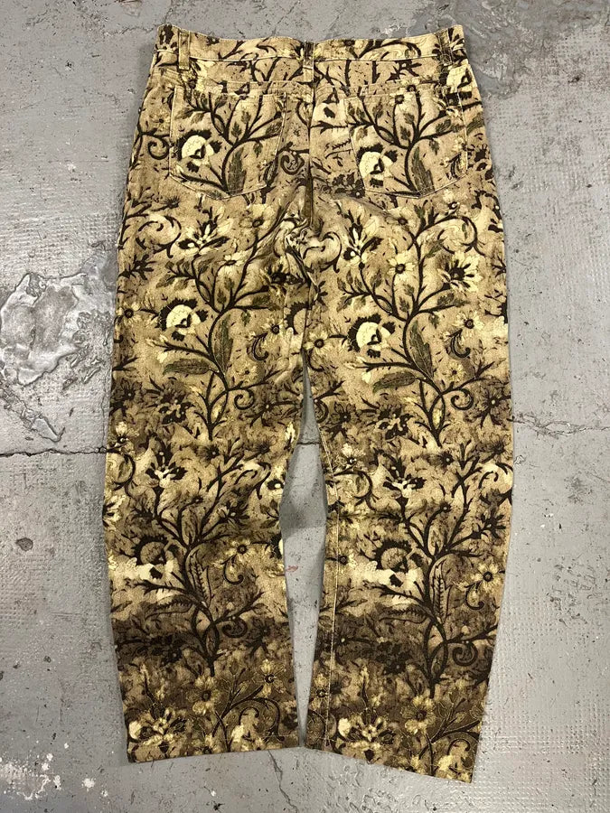 FW2002 Roberto Cavalli Flower Nature Forest Relaxed Pants (M) yFZpOdu 6