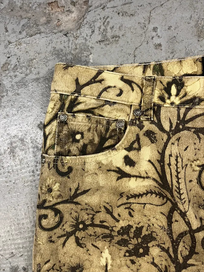 FW2002 Roberto Cavalli Flower Nature Forest Relaxed Pants (M) yFZpOdu 7