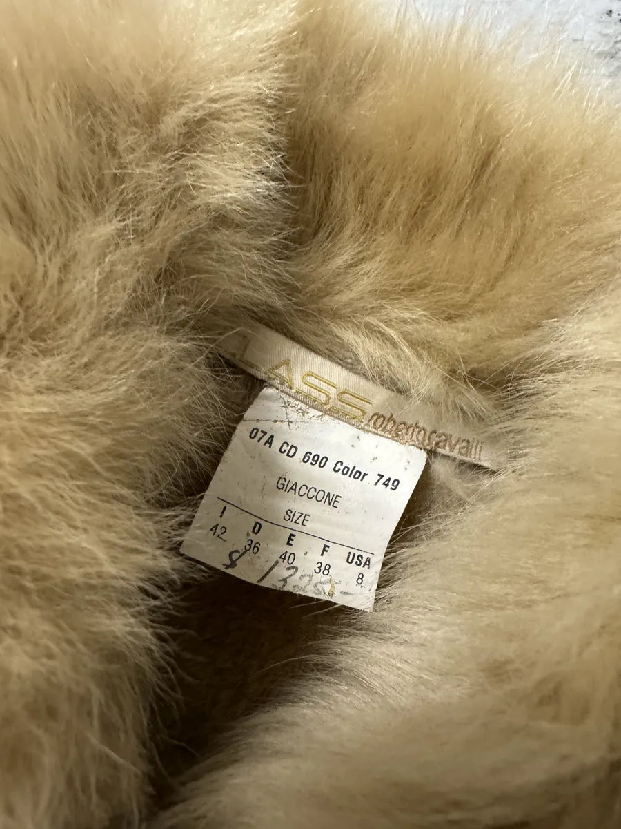 FW2002 Roberto Cavalli Fur Beige Leather Perfored Jacket pkvknfM 7