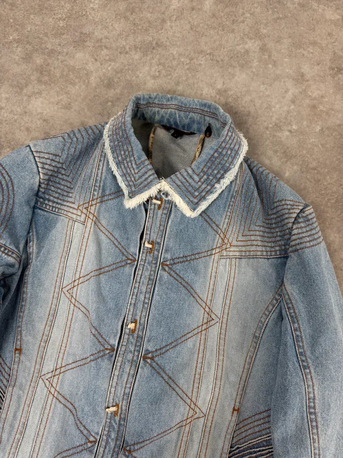 FW2002 Roberto Cavalli Geometrical Blue Denim Jacket cpvZJgp 4