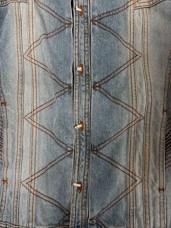 FW2002 Roberto Cavalli Geometrical Blue Denim Jacket cpvZJgp 6