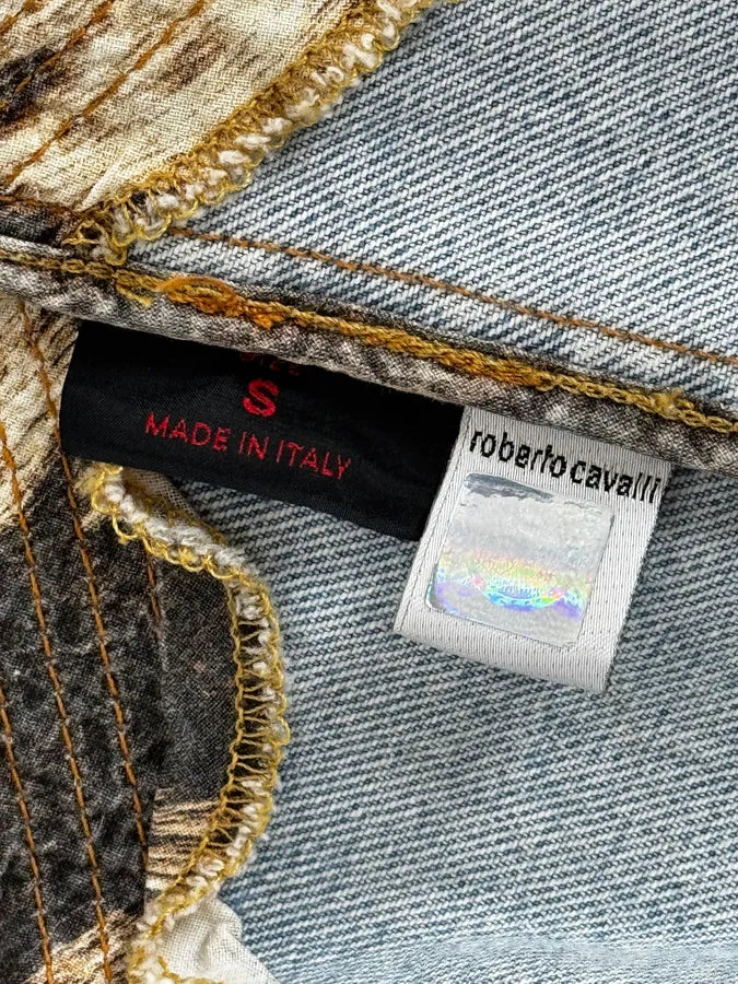 FW2002 Roberto Cavalli Geometrical Blue Denim Jacket cpvZJgp 11
