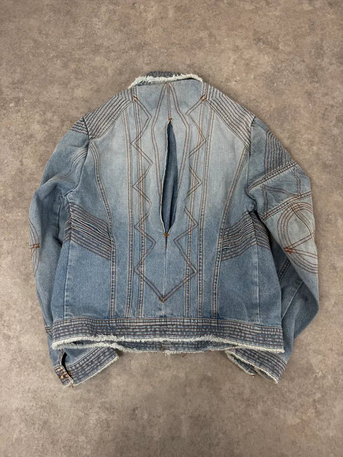 FW2002 Roberto Cavalli Geometrical Blue Denim Jacket cpvZJgp 3