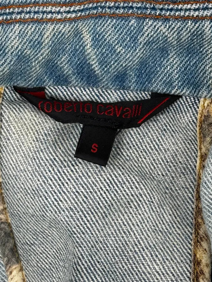 FW2002 Roberto Cavalli Geometrical Blue Denim Jacket cpvZJgp 12