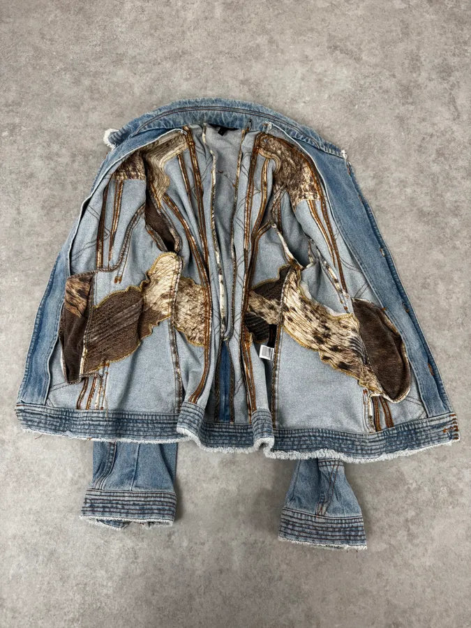 FW2002 Roberto Cavalli Geometrical Blue Denim Jacket cpvZJgp 5