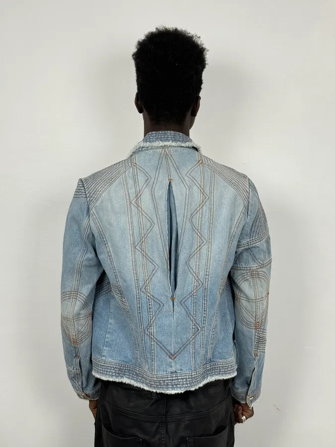 FW2002 Roberto Cavalli Geometrical Blue Denim Jacket cpvZJgp 2